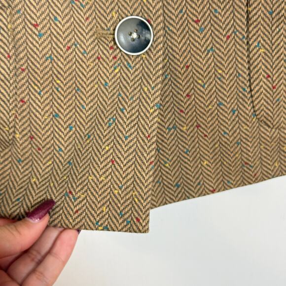 CAbi Penny Blazer Womens Size Medium Brown Herringbone Fleck Button Front Jacket - Picture 8 of 11